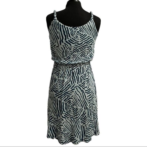 LOFT Blue Zebra Print Sleeveless Dress Sz S - Picture 6 of 12